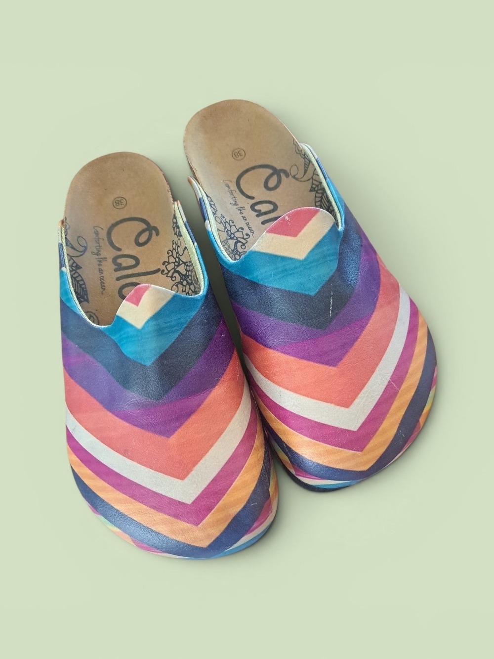 Calceo Chevron Multicolor Slip-On Clogs - Multicolor Sz 38